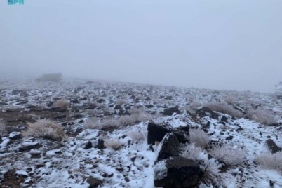 "الأرصاد": تساقط الثلوج على الحدود الشمالية والجوف ومرتفعات تبوك (جبل اللوز- علقان)